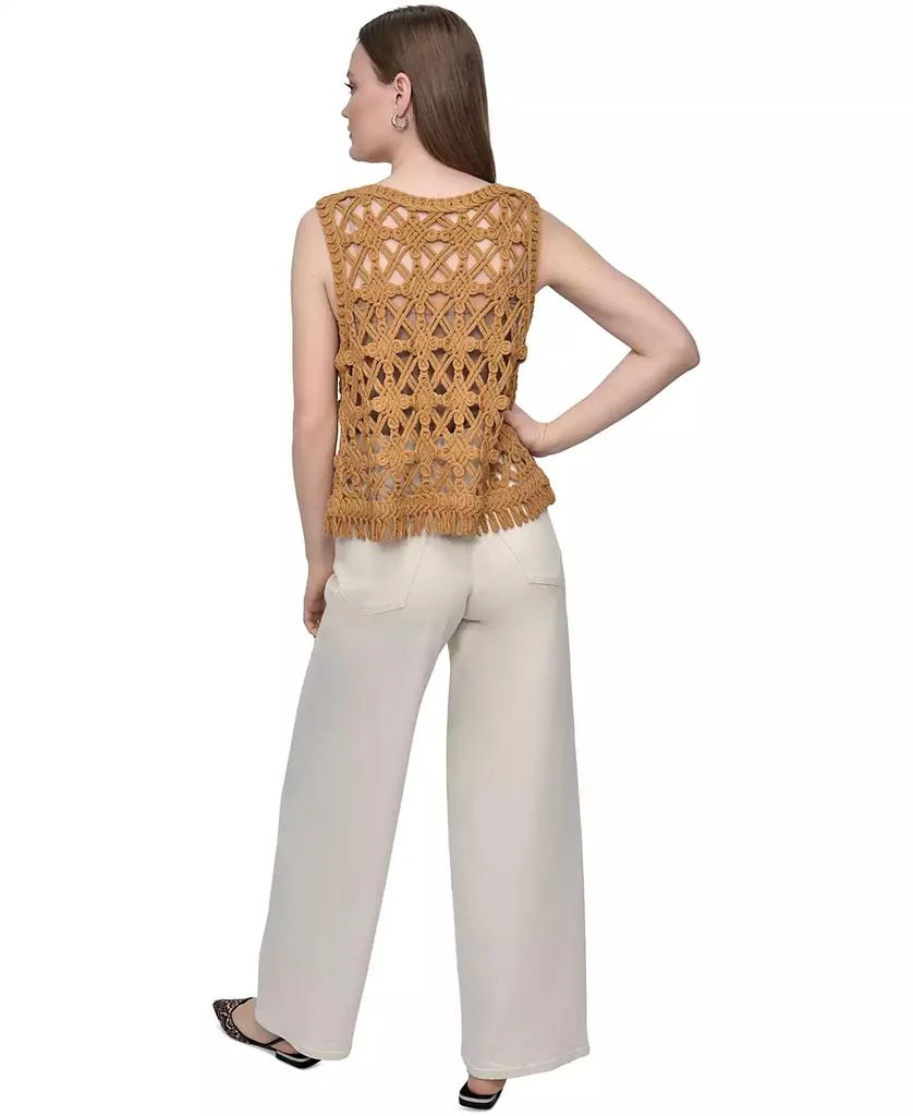 DKNY Petite Scoop-Neck Sleeveless Crochet Top 2