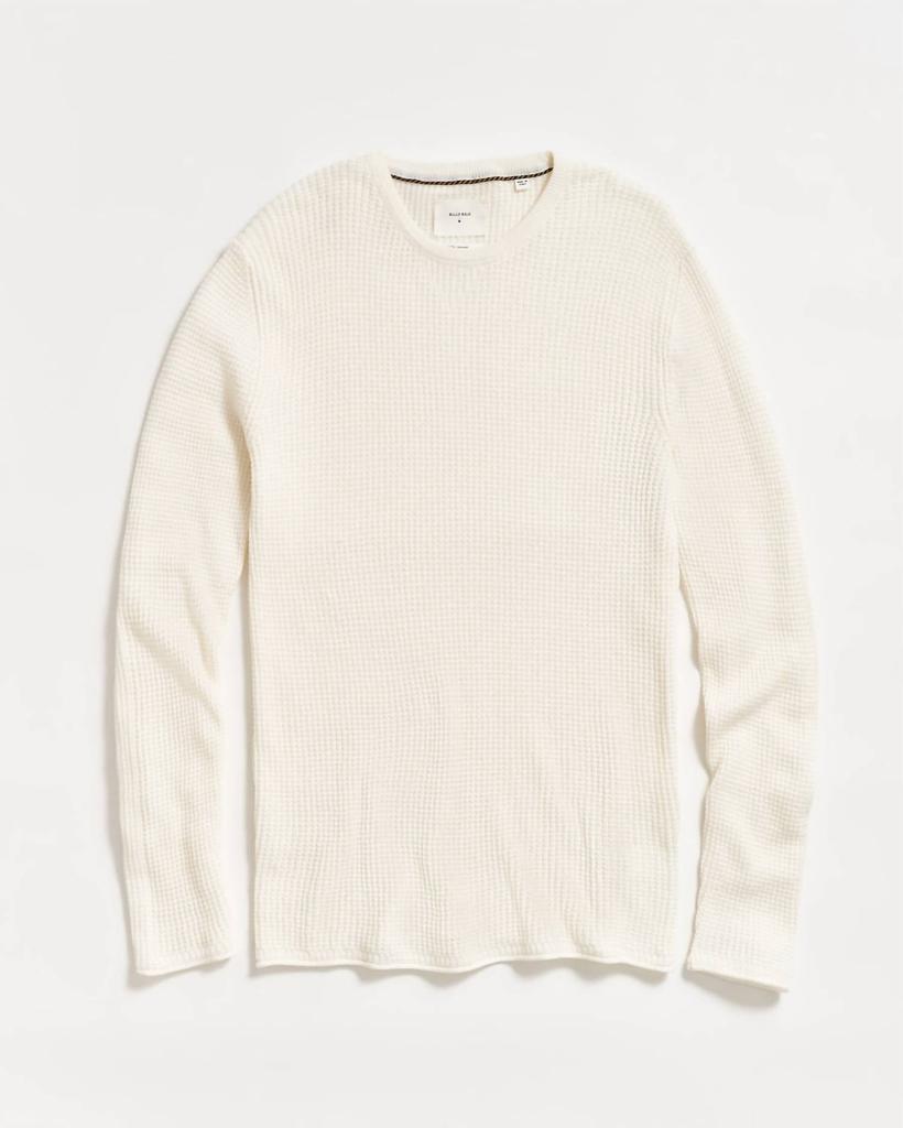 Billy Reid Mini Waffle Crew Sweatshirt In White