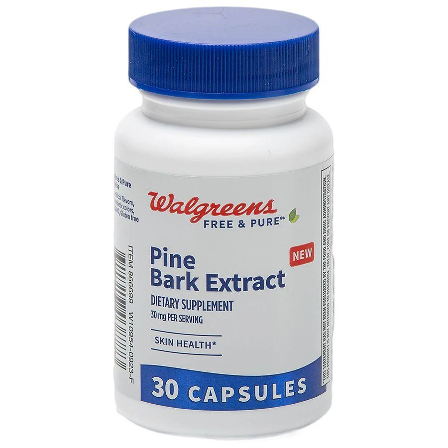Walgreens Free & Pure Pine Bark Extract Supplement 30mg Capsules for Skin Health (30 days) 1