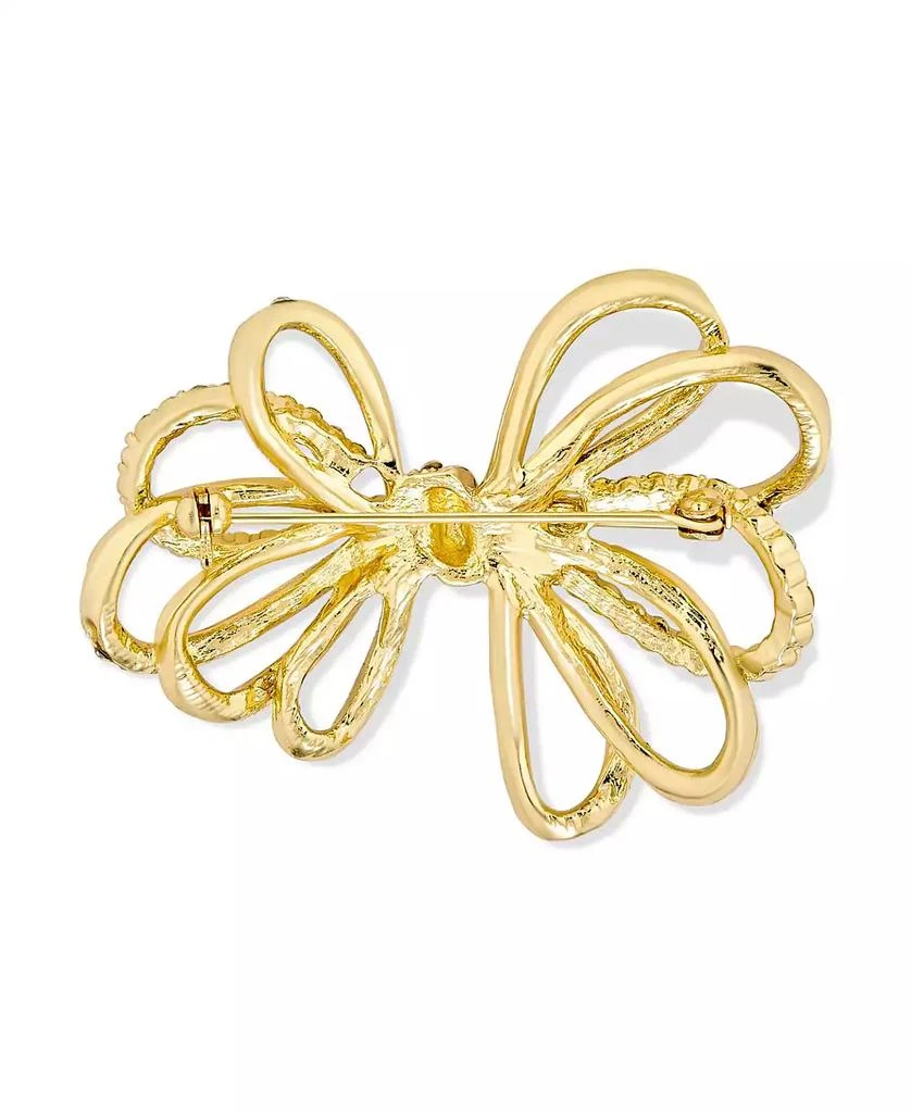 Bling Jewelry Large Holiday Statement Christmas Pave Crystal Open Bow Ribbon Brooch Pin Silver Rose Gold Tone Plated 2