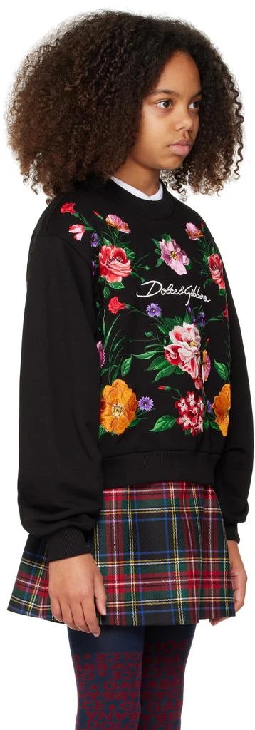 Dolce 
Gabbana Kids Black Jersey Round-Neck Floral Sweatshirt 2