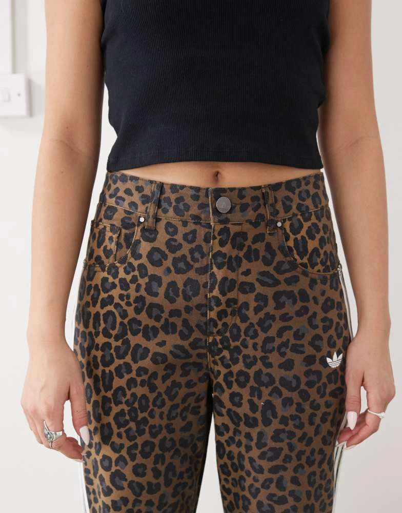 Adidas adidas Originals straight leg denim jeans in leopard print 5