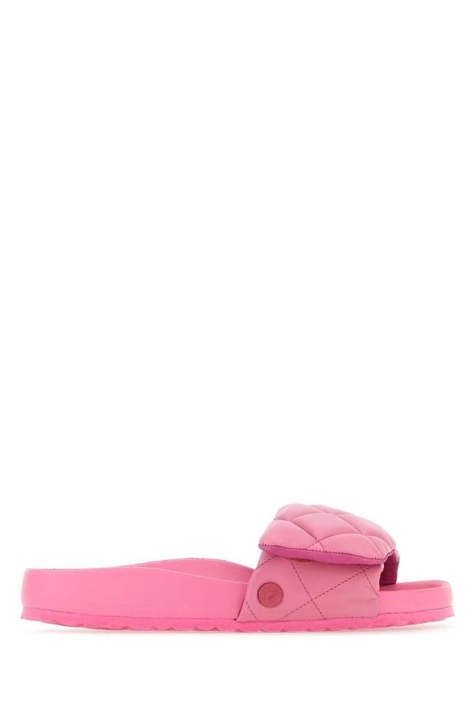 Birkenstock PINK LEATHER SYLT PADDED SLIPPERS 1