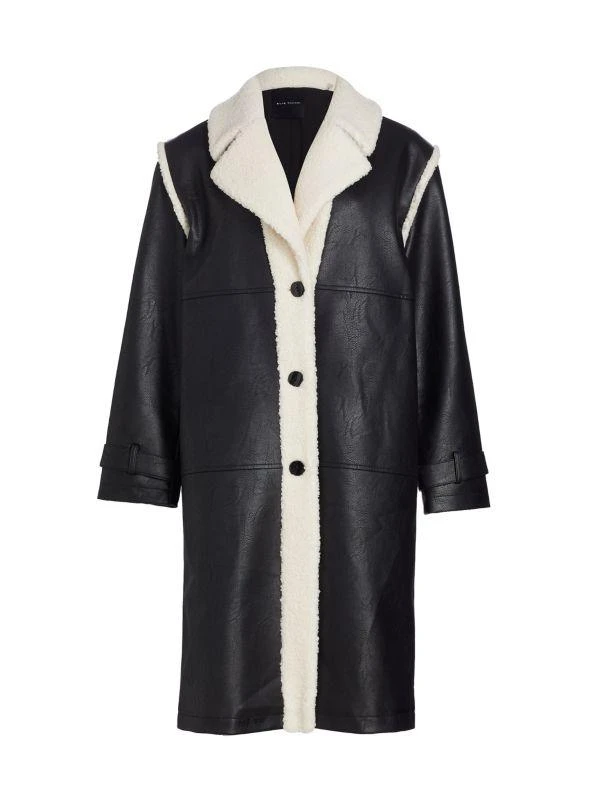 Tahari Faux Leather & Faux Fur Coat 6