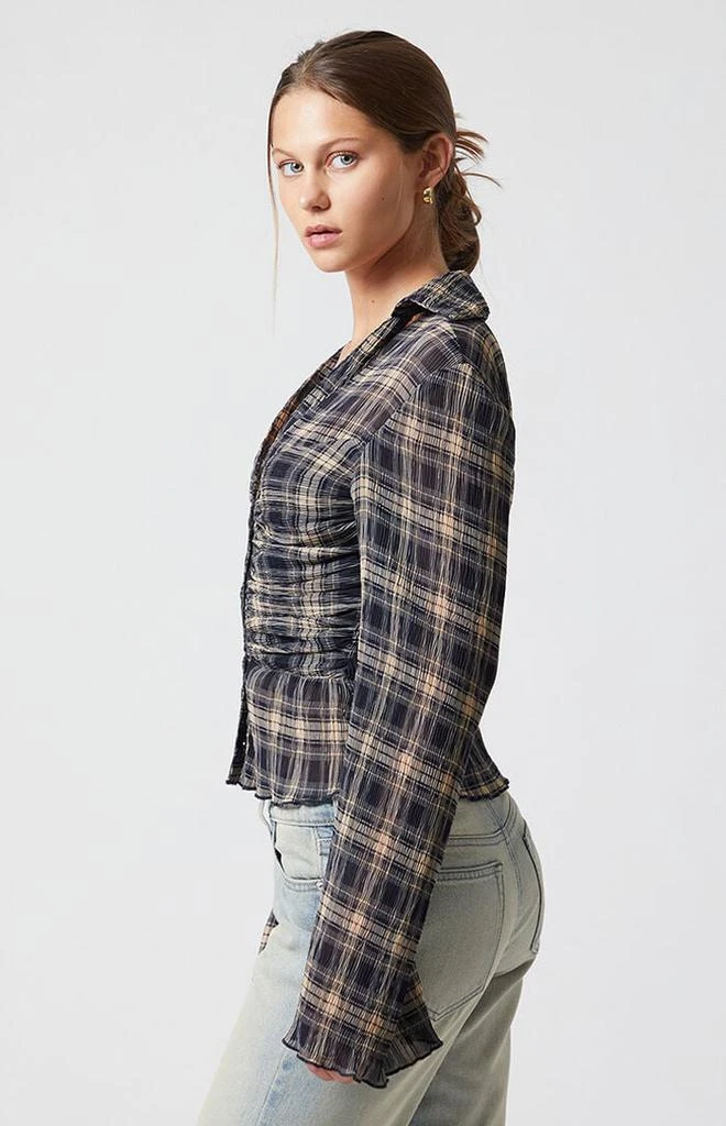 Beverly and Beck Sara Plaid Button Up Long Sleeve Top 3