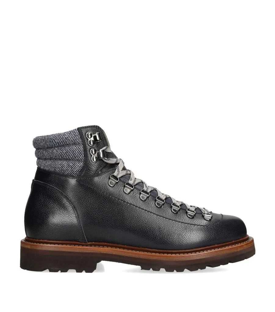 Brunello Cucinelli Leather Wool-Trim Mountain Boots 1