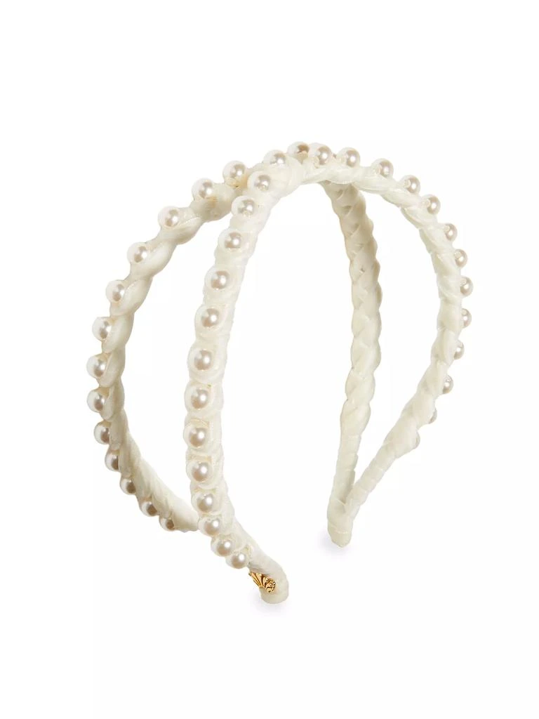 Lele Sadoughi Embellished Velvet Double-Row Headband 1
