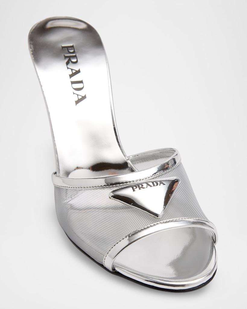 PRADA エスパドリーユスタイル シルバー Prada 75mm Metallic Leather Mesh Sandals - Shoes - Free Shipping