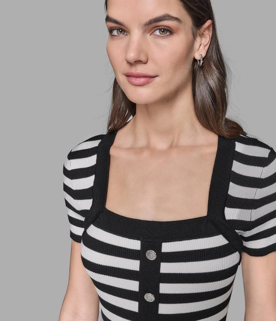 Karl Lagerfeld Paris SHORT SLEEVE STRIPED SWEATER DRESS 5