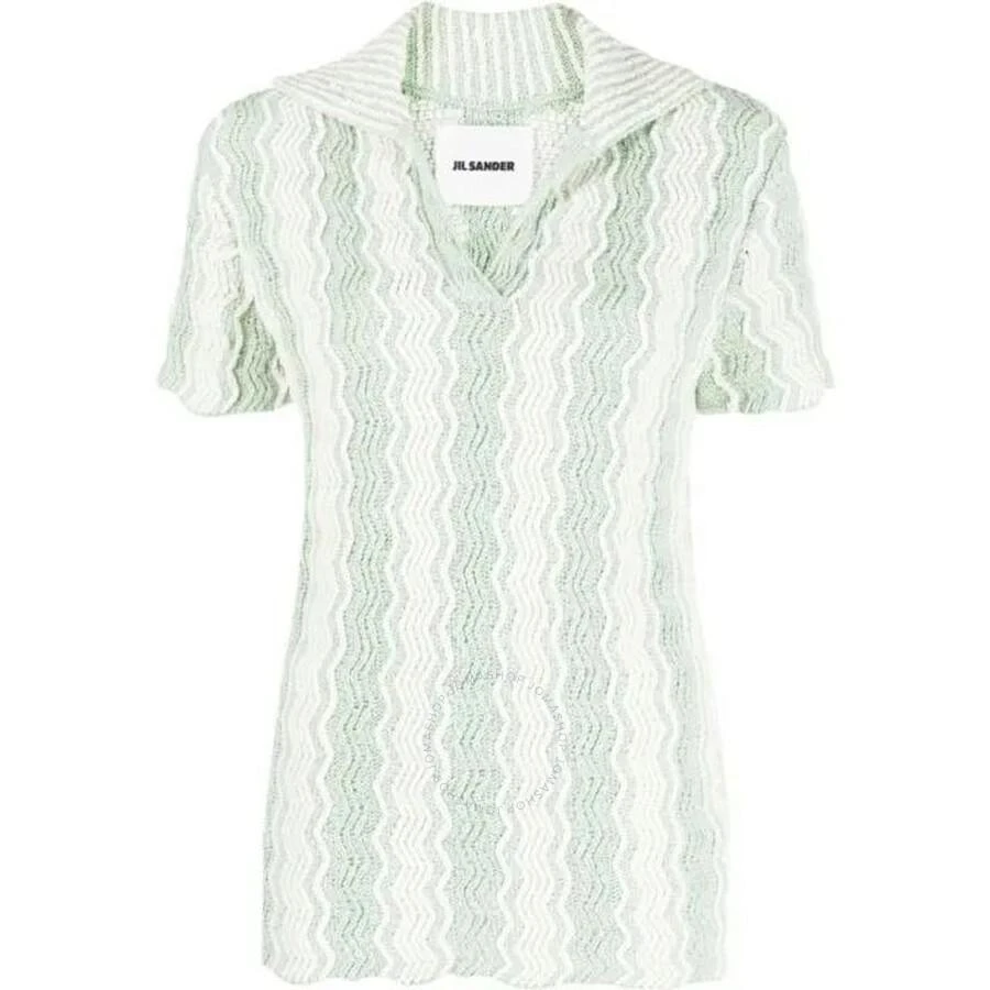 Jil Sander Ladies Acid Green Cotton-Blend Knit Polo Top Green 34 