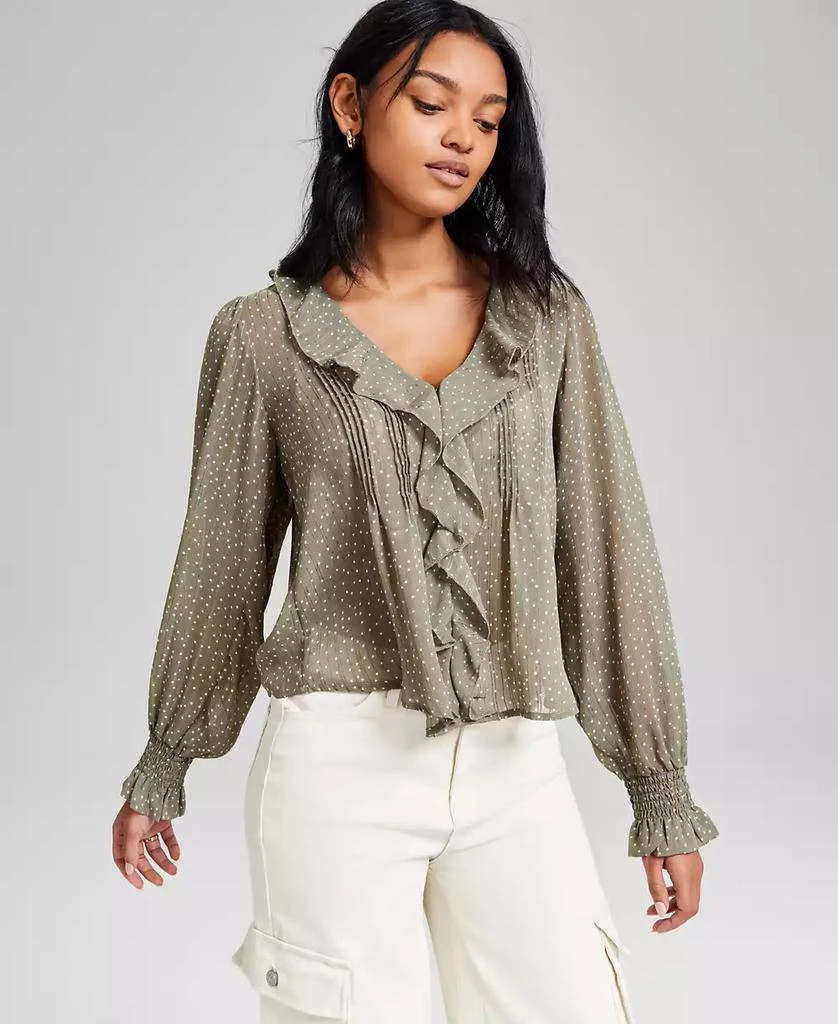 And Now This Women's Ruffle Front Long-Sleeve  Blouse, Exclusively at Macy's 1