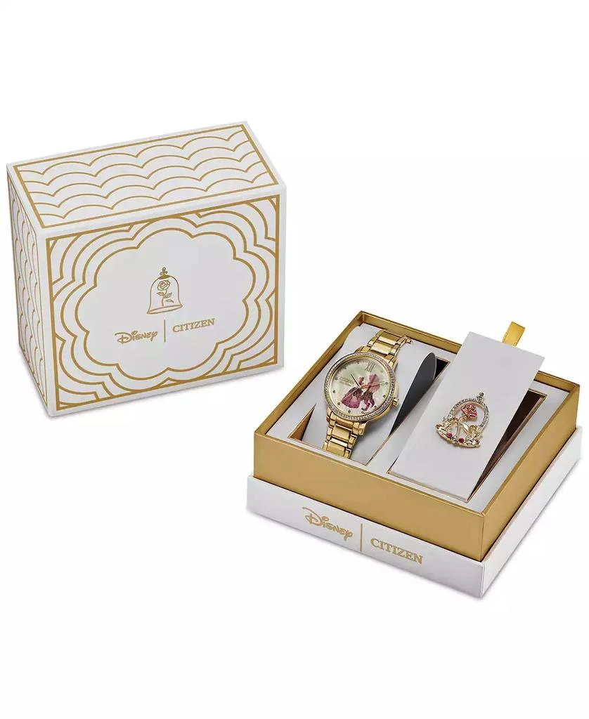 Citizen Eco-Drive Women's Disney Belle and Beast Gold-Tone Stainless Steel Bracelet Watch 36mm Gift Set 4
