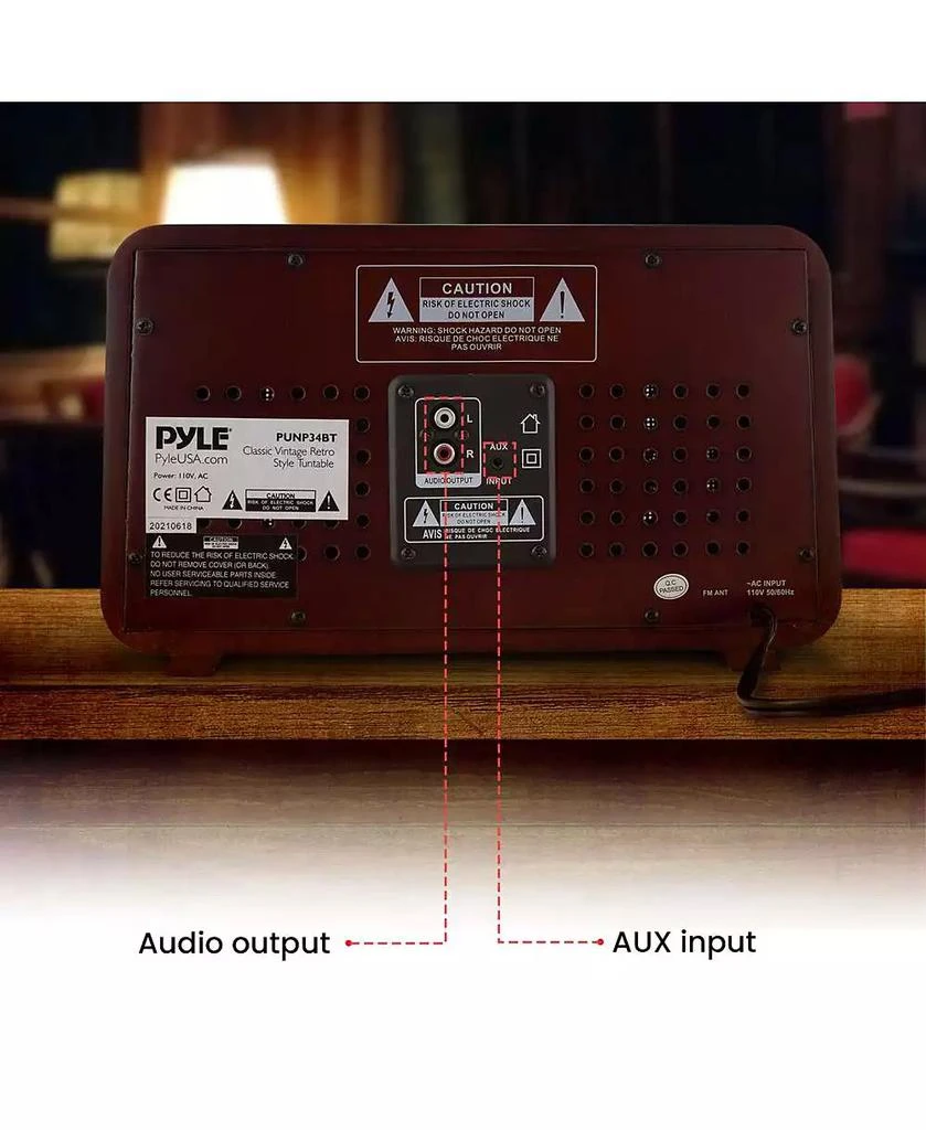 Pyle Retro Classic-Style Bluetooth Radio Speaker – AM/FM, USB 
SD Playback 5