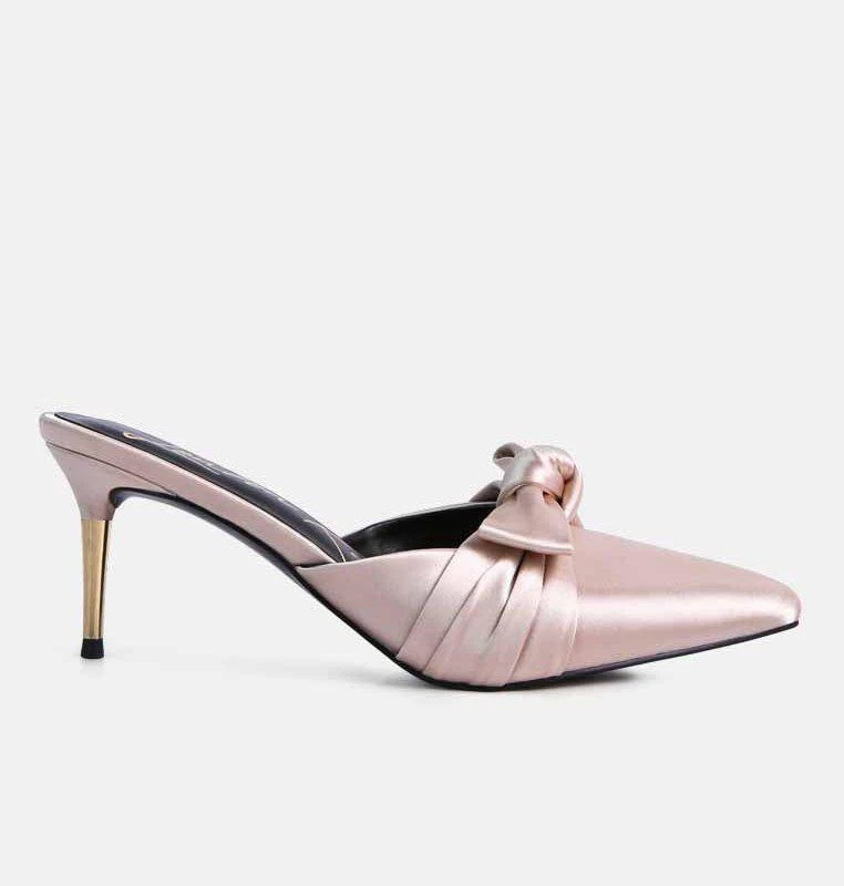 London Rag Queenie Satin Stiletto Mule Sandals 1