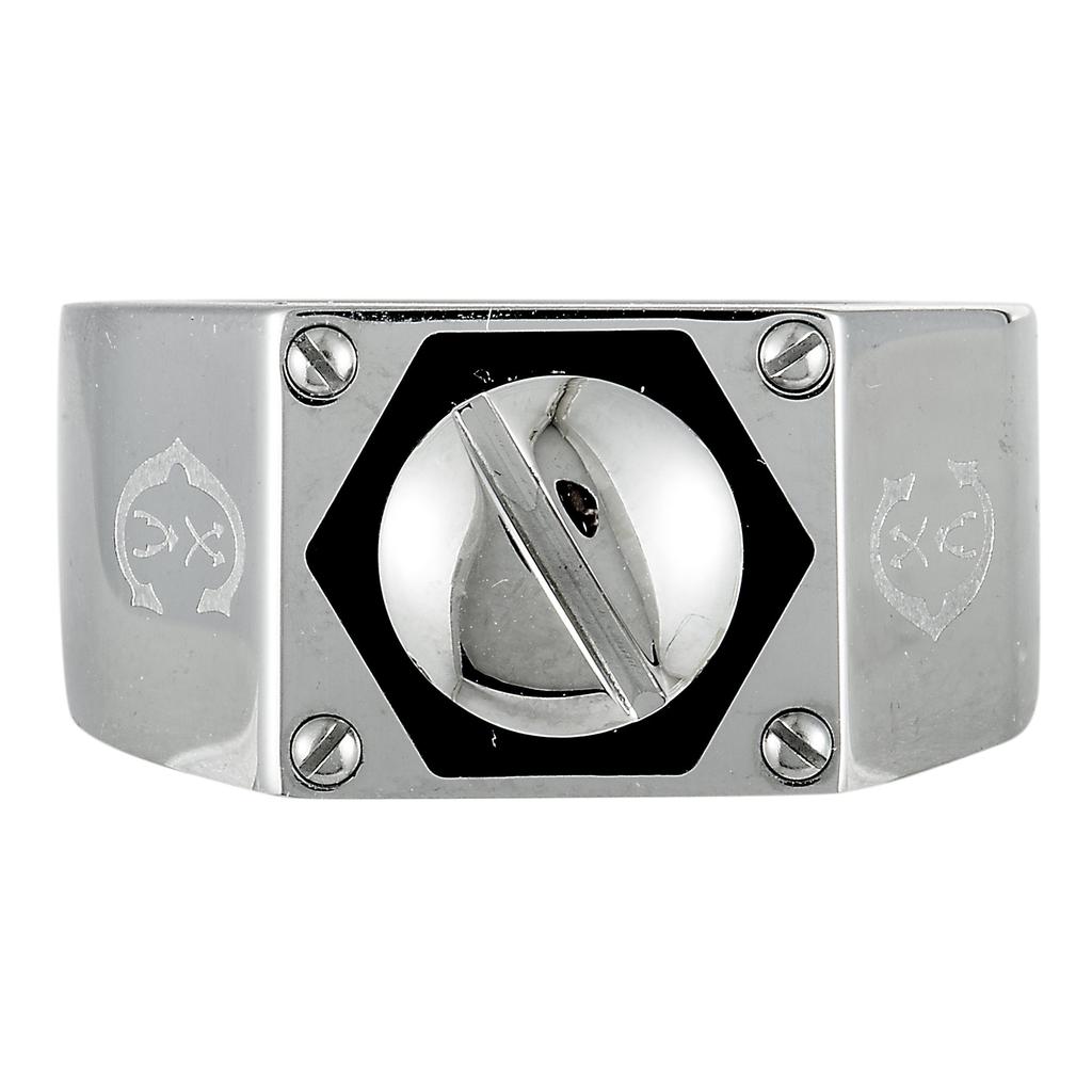 Charriol Rotonde Stainless Steel Black Epoxy Band Ring