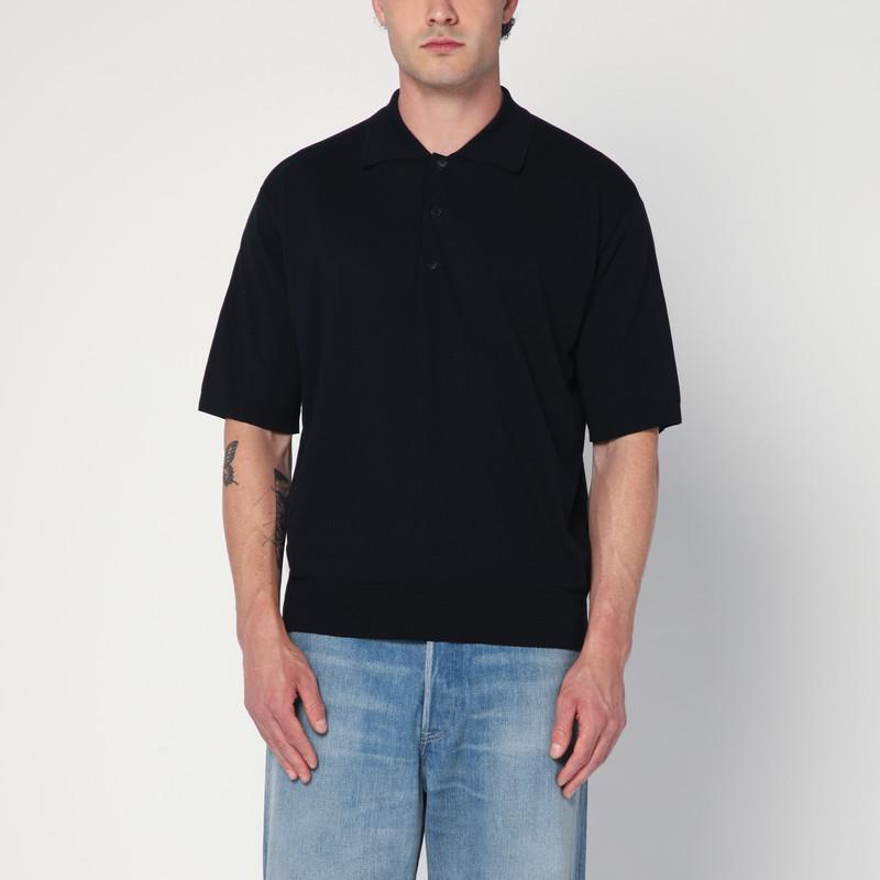 AURALEE Navy blue cotton polo