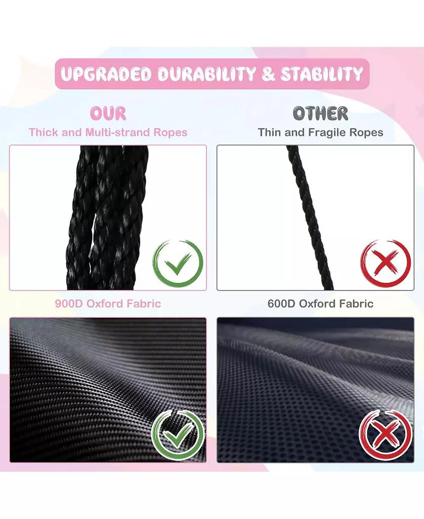 HONGGE 40 Inches Saucer Tree Swing Round with Adjustable Ropes and Carabiners 6