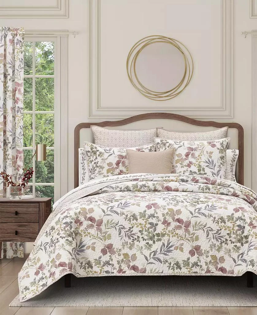 Royal Court Rosewood Botanical Leaf 3-Pc. Quilt Set
