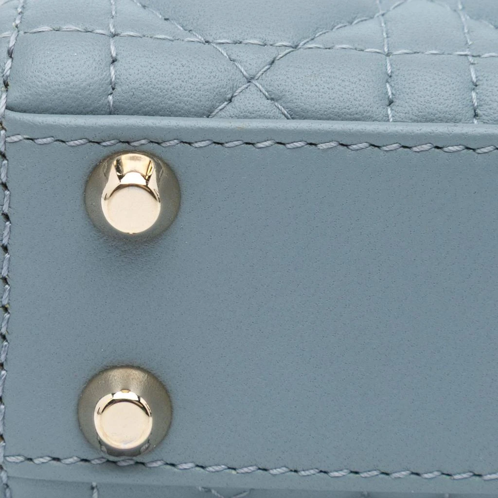 Dior Dior Light Blue Lambskin Leather Micro Cannage Lady Dior Shoulder Bag 8