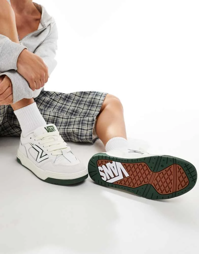Vans Vans upland chunky leather trainers in white and dark green 4