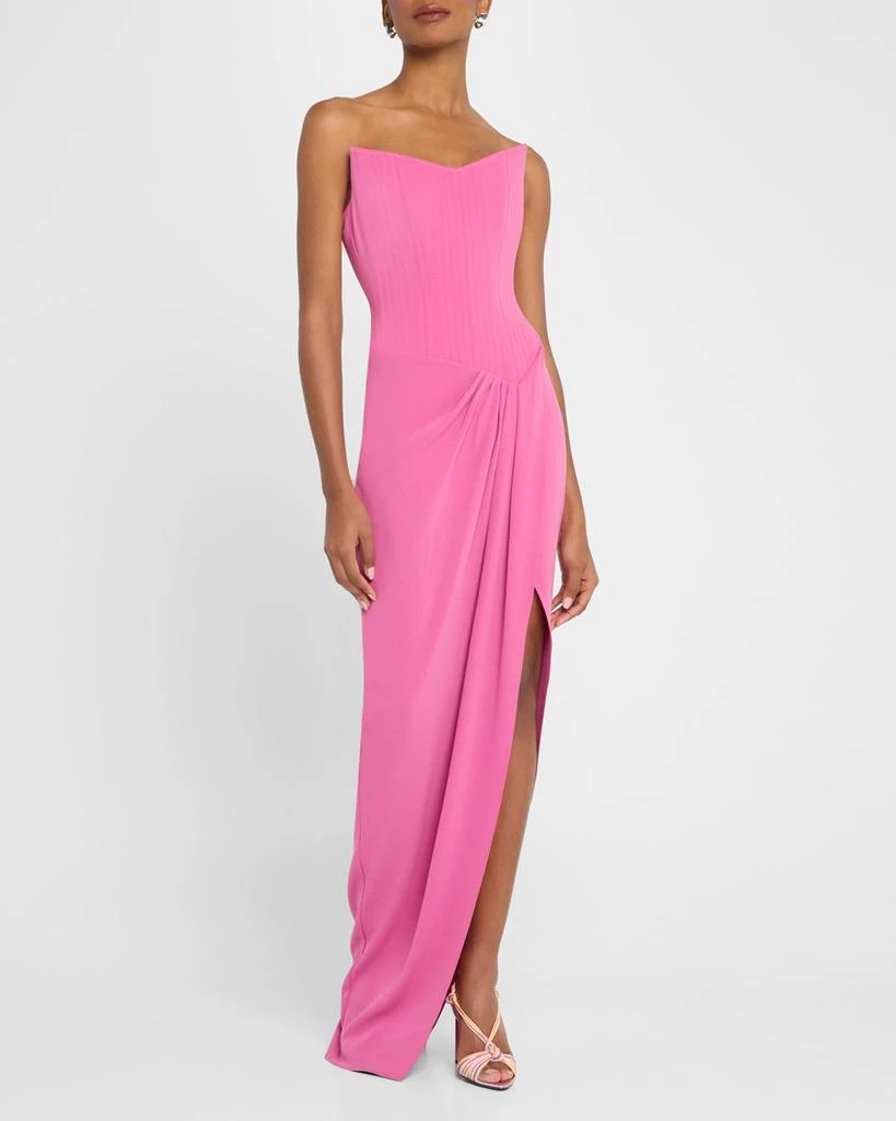 Alex Perry Strapless Corset Asymmetric Crepe Gown 4