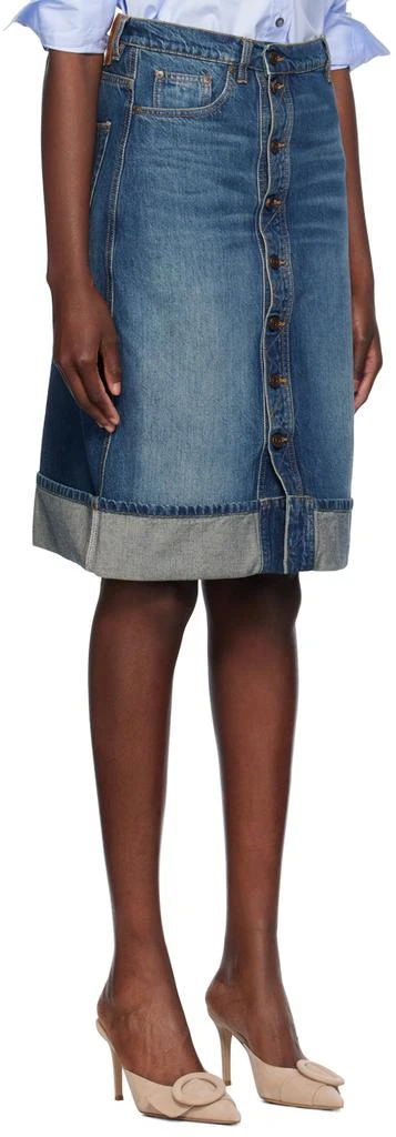 Victoria Beckham Blue Placket Denim Midi Skirt 2