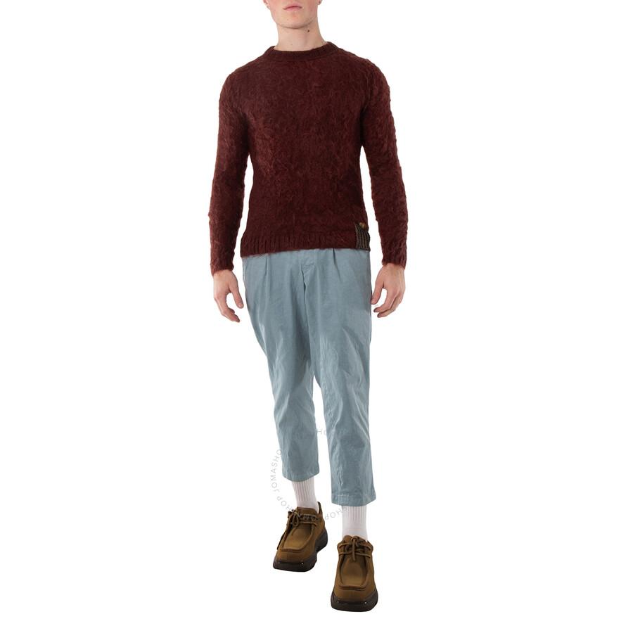 Kolor Men's Reddish Brown Contrasting-Trim Crew-Neck Jumper