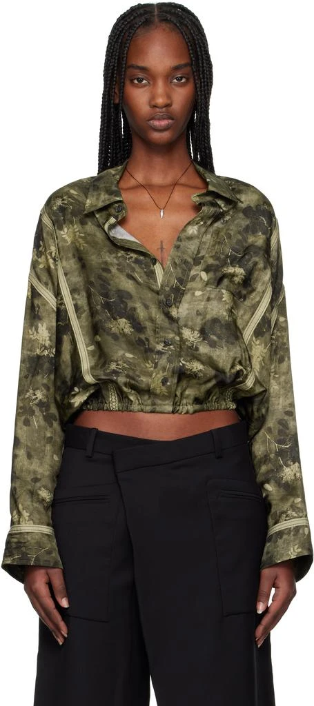 R13 Khaki Taped Crossover Bubble Shirt 1