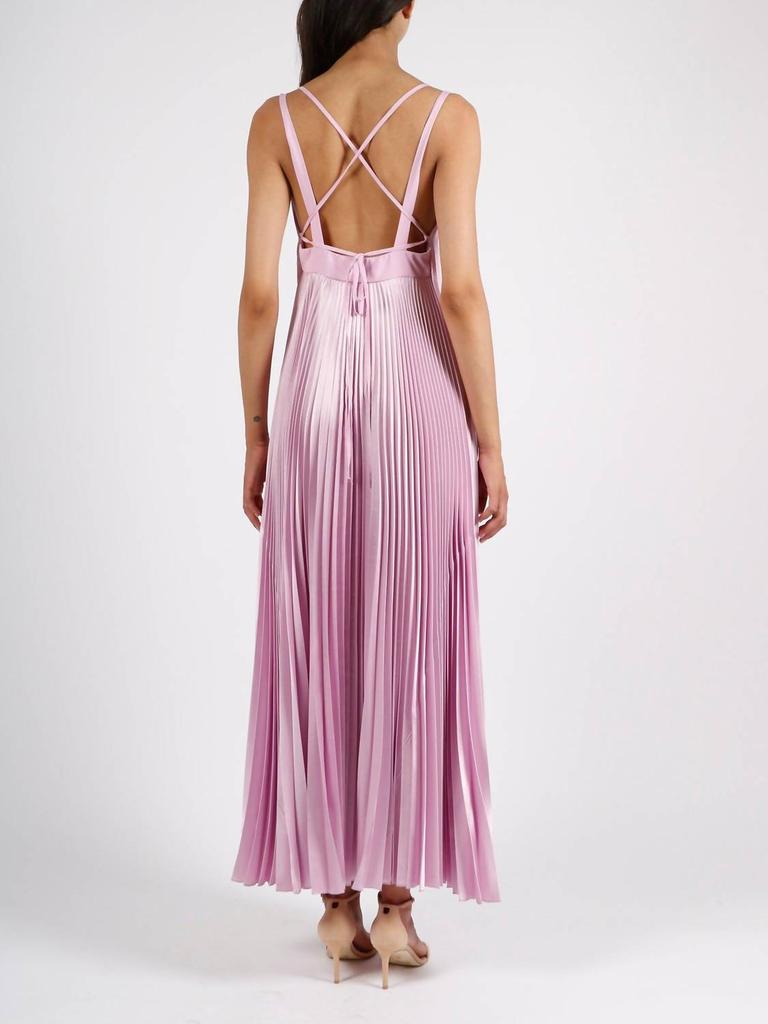 Beatrice .B Long Pleated Satin Dress In Bubble Pink