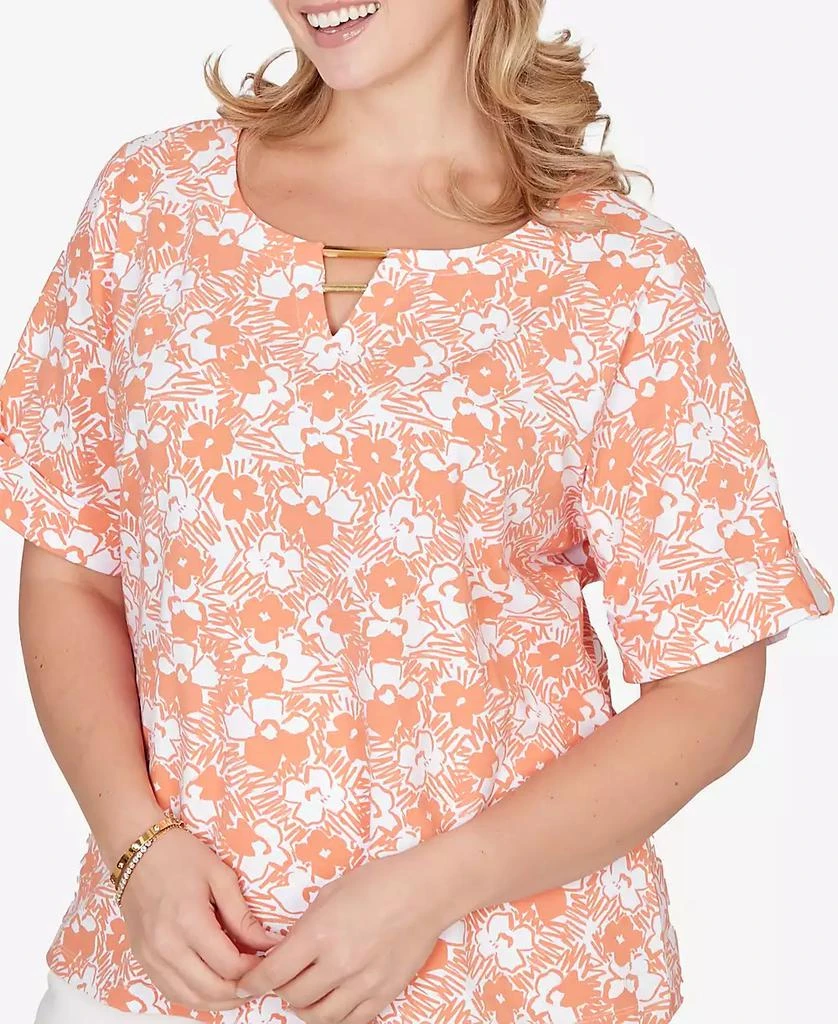 HEARTS OF PALM Plus Size Printed Stretch Jersey Elbow Sleeve Top 4