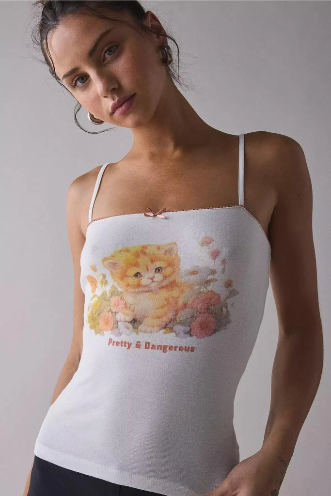 Urban Outfitters Pretty 
Dangerous Cat Graphic Square-Neck Cami 4