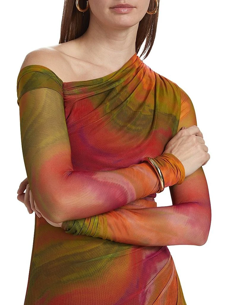 AMUR Drena Abstract Mesh One-Shoulder Midi-Dress 6