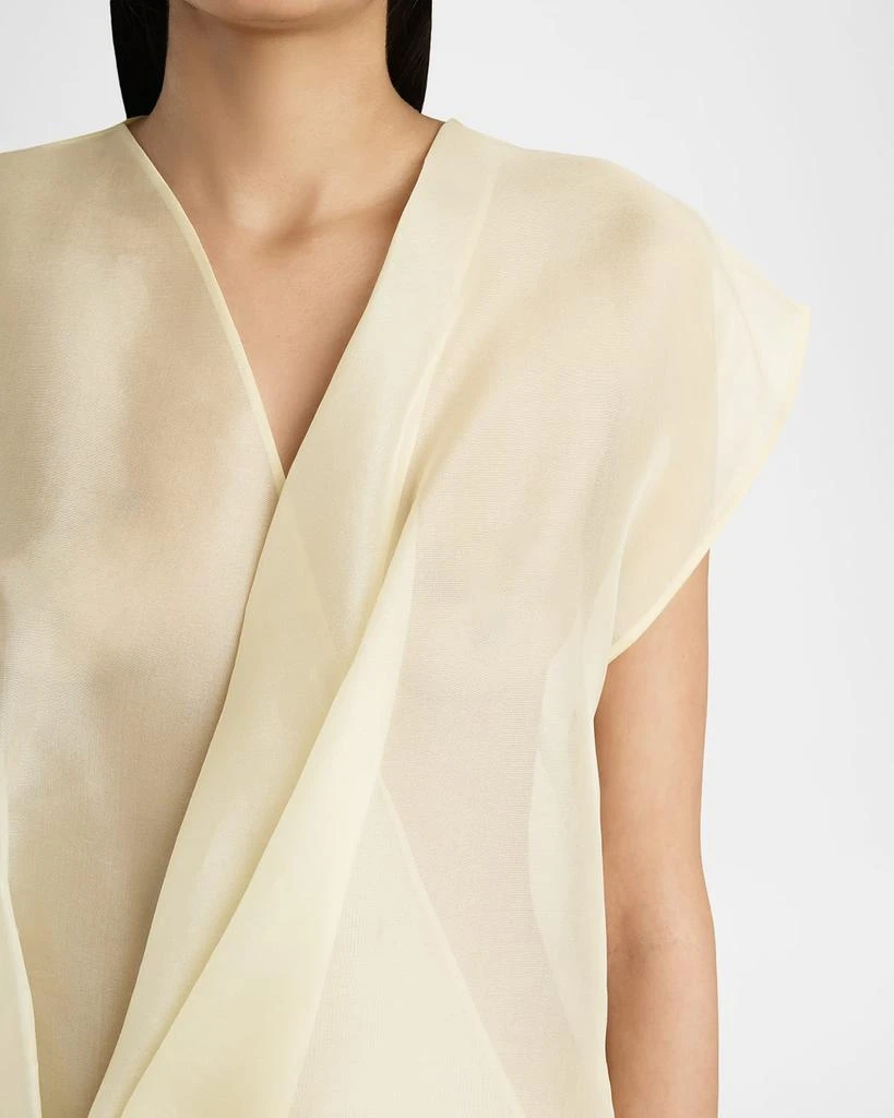 Khaite Mer Short-Sleeve Silk Organza Wrap Top 5