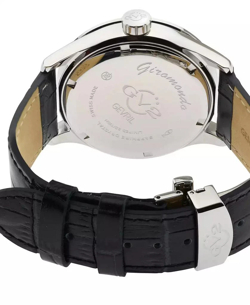 Gevril Men's Giromondo Swiss Quartz Black Leather Watch 42mm 3