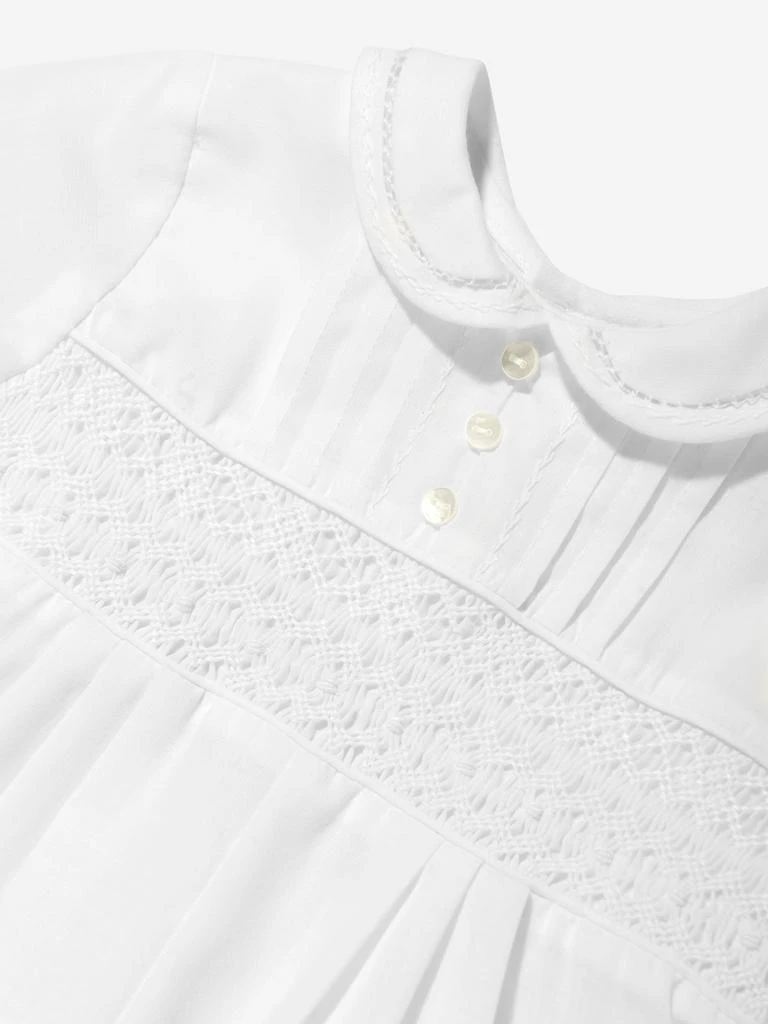 Sarah Louise Baby Boys Smocked Romper in White 3