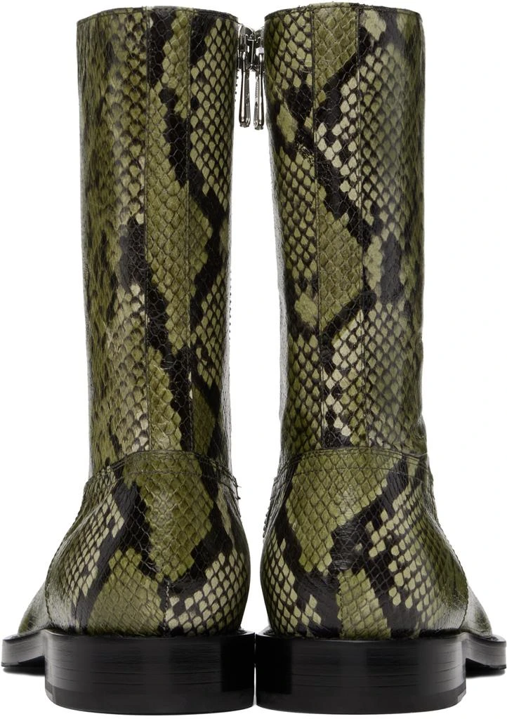 Dries Van Noten Green Snake-Embossed Leather Boots 2