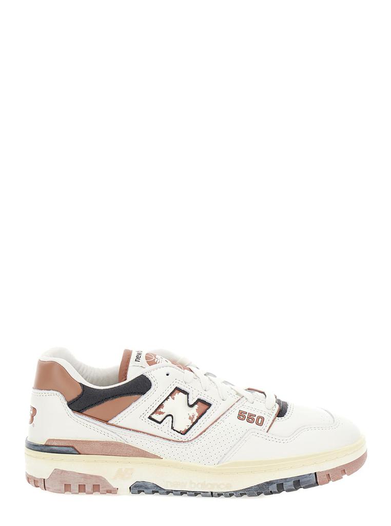 New Balance 550 White And Brown Low Top Sneakers With Logo And Contrasting Details In Leather Man