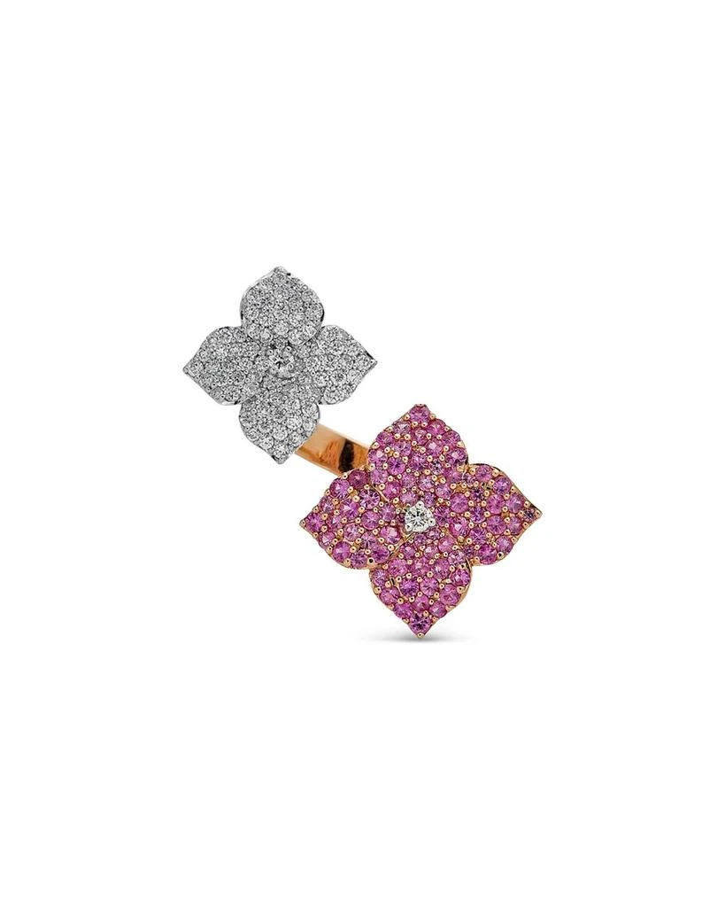Piranesi 18K Rose Gold Double Fiore Ring with Pink Sapphires and Diamonds 1