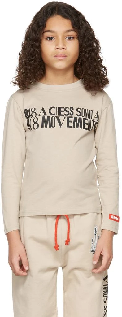 032c SSENSE Exclusive Kids Beige Chess Long Sleeve T-Shirt 2