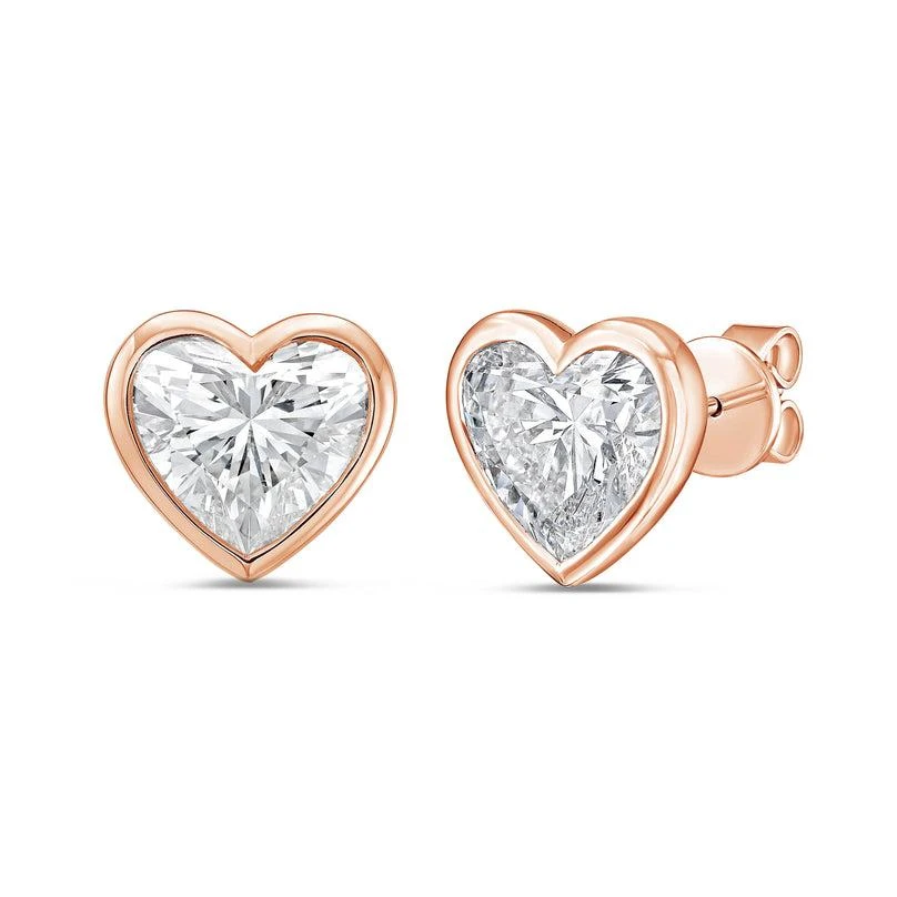 Diana M Jewels 14KT ROSE GOLD LAB GROWN heart shape STUDS IN A BEZEL SETTING WEIGHING 7.00 CTS TW 2