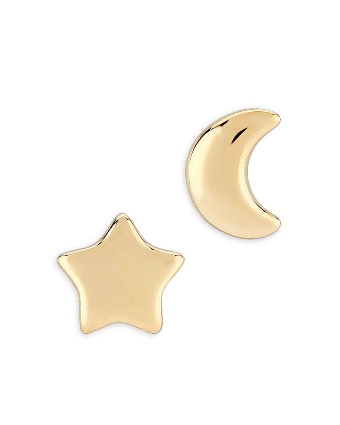 Bloomingdale's Star & Moon Mismatch Stud Earrings in 14K Yellow Gold