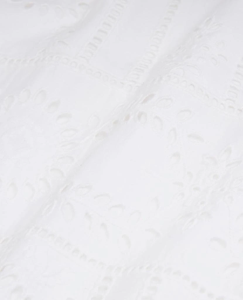 The Kooples The Kooples - Robe Longue Brodée Coton Blanche Col Rond - Femme 7