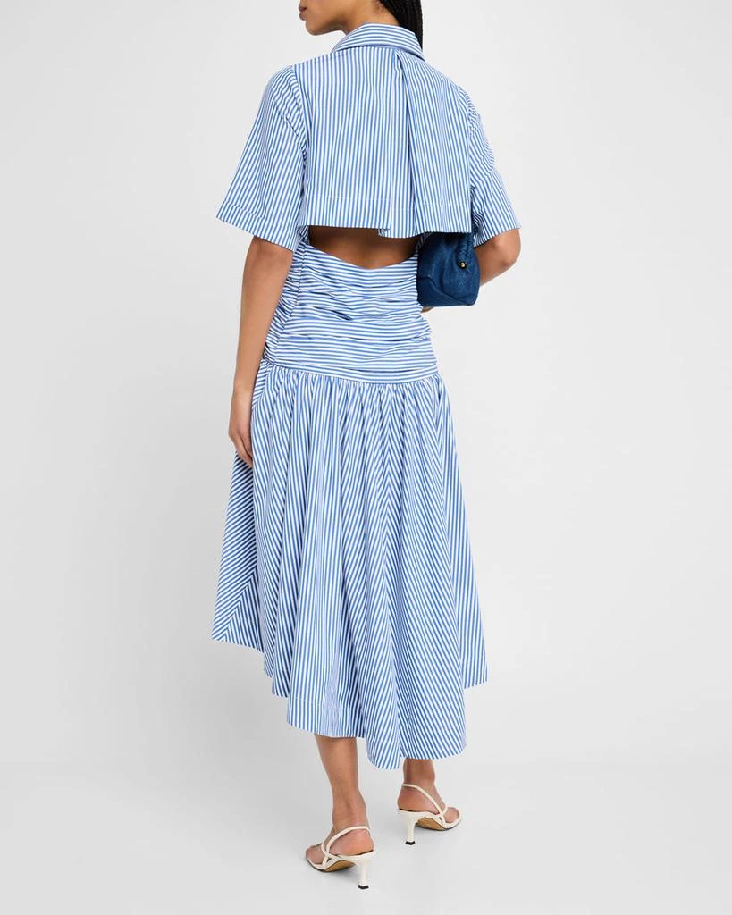 Rosie Assoulin Striped Tie High-Low Shirtdress 3