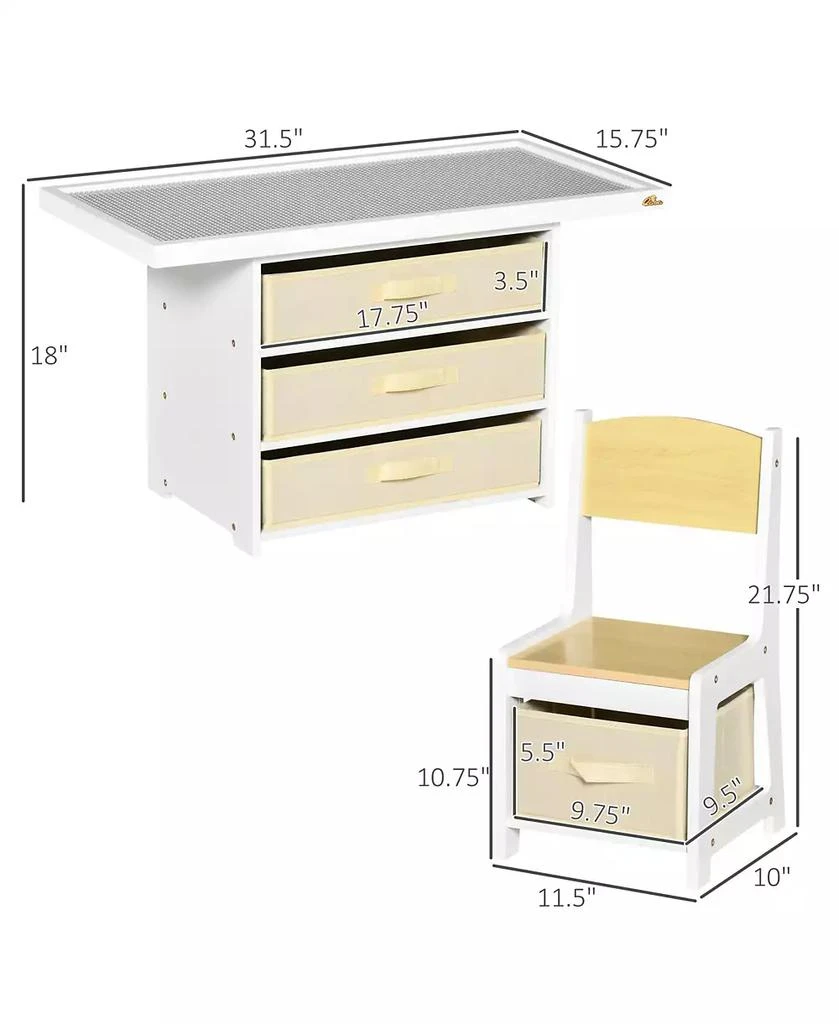 HONGGE 3 in 1 Kids Activity Table and Chair Set with Storage 4