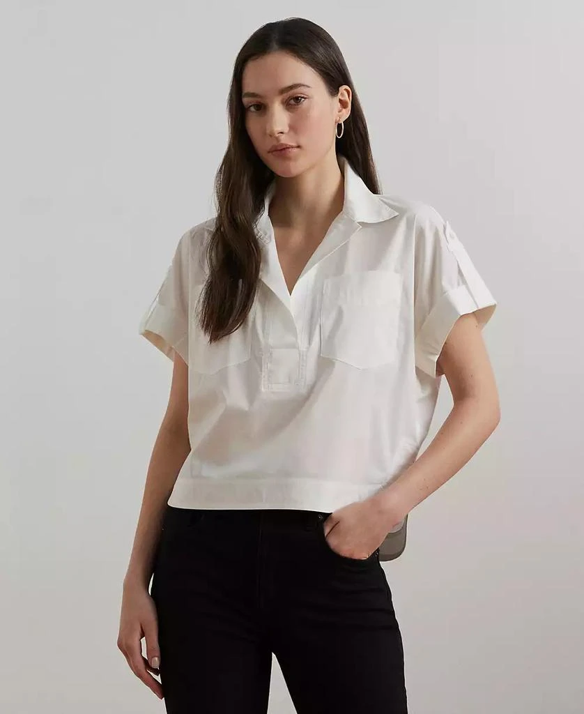 Ralph Lauren Women's Cotton-Blend Short-Sleeve Camp Shirt 1