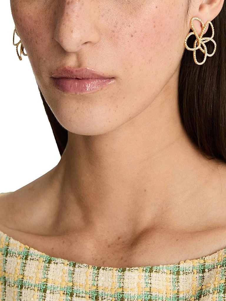 Oscar de la Renta Flower Chain 24K-Gold-Plated 
Glass Crystal Earrings 2