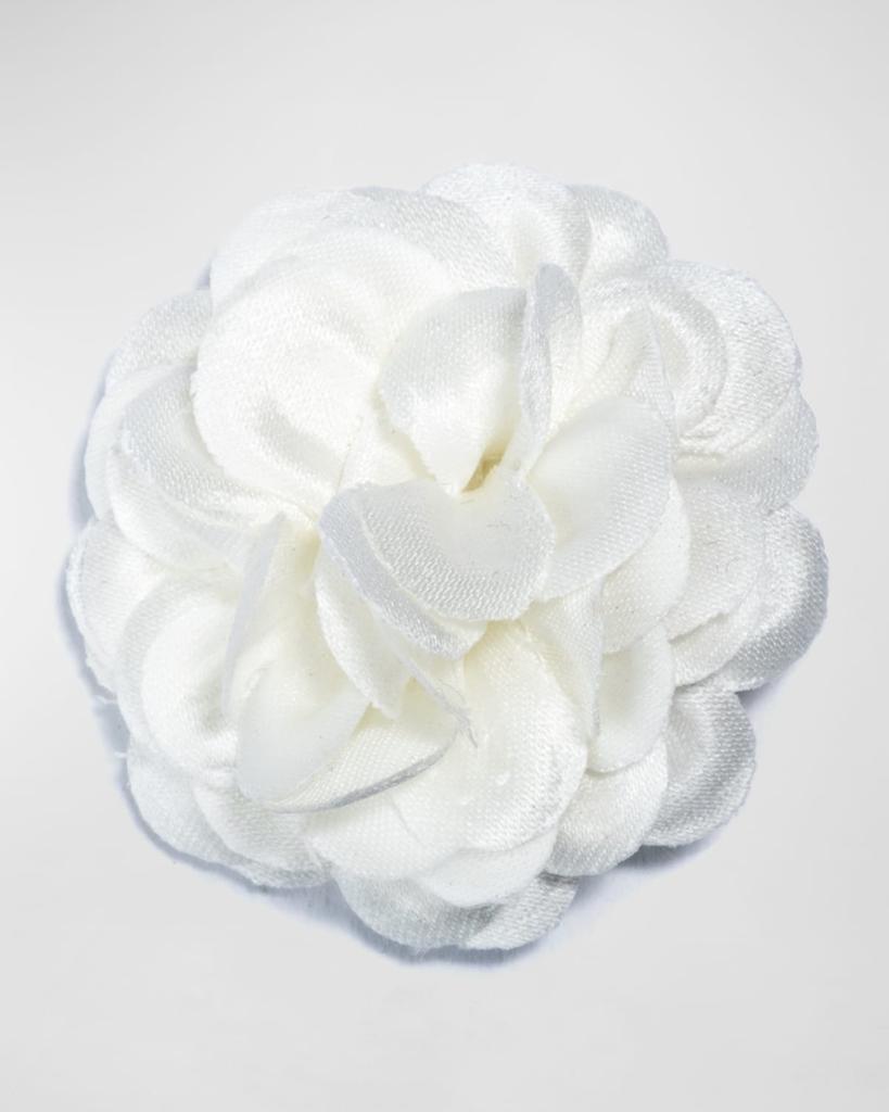 Hook + Albert Satin Dahlia Lapel Flower, White