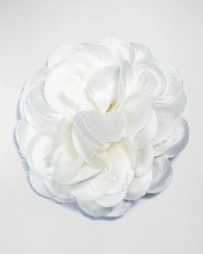 Hook + Albert Satin Dahlia Lapel Flower, White 1