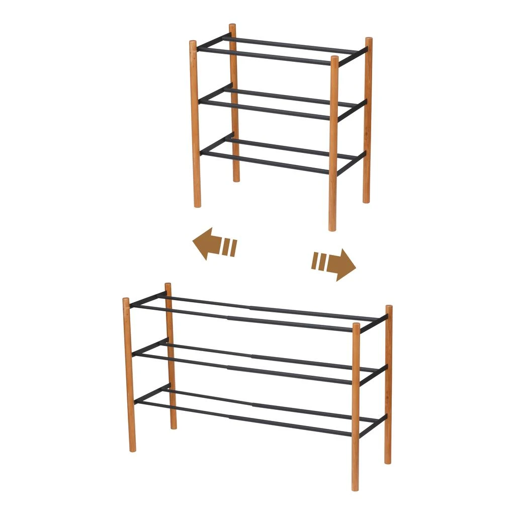 Yamazaki Home Expandable Shoe Rack, Steel,  Holds 12 to 16 shoes, Supports 19.8 pounds, Expandable 1