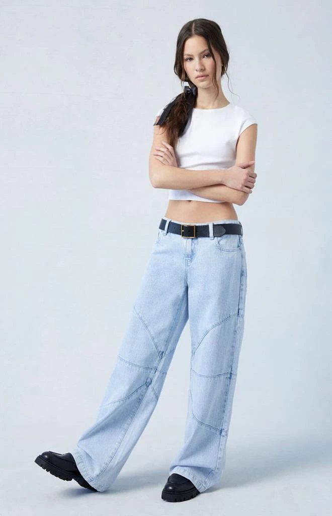 PacSun Eco Light Indigo Seamed Low Rise Baggy Jeans 2